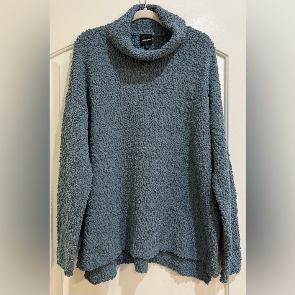 Wallpapher Popcorn Blue/Gray Cowl Neck Sweater